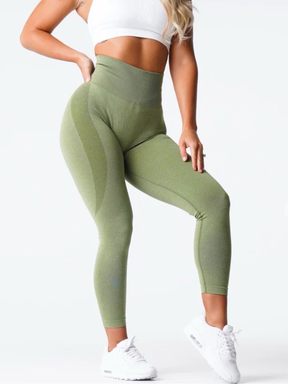 NVGTN Women Sage Green Marl Seamless High Waisted Contour Leggings Size‎ S